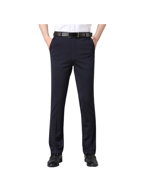 Men's Dress Pants Tall Classic Fit Flex Expandable Waist Flat Front Wrinkle-Free Formal for Business and Office