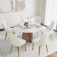 thumbnail image 2 of LovingAHome 53" Round Dining Table for 4-6 with 23.62" Lazy Susan, Modern Dining Room Table for Kitchen, Pandora White Sintered Stone Tabletop with Copper Stainless Steel Base (Table Only), 2 of 6
