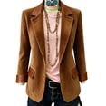 thumbnail image 3 of Tqcoqu Women's Casual Corduroy Blazer,Notched Lapel Button Front Jacket,Long Sleeve Jackets Coat Business Blazers,Brown-a Women's S-XXL, 3 of 6
