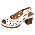 thumbnail image 4 of Rokment Womens Platform Heeled Dress Sandals for Ladies 2026 Summer Fashion Casual Geometic Hollow out Peep Open Toe Chunky Block High Heels Slingback Dressy Pumps White Size 9, 4 of 5