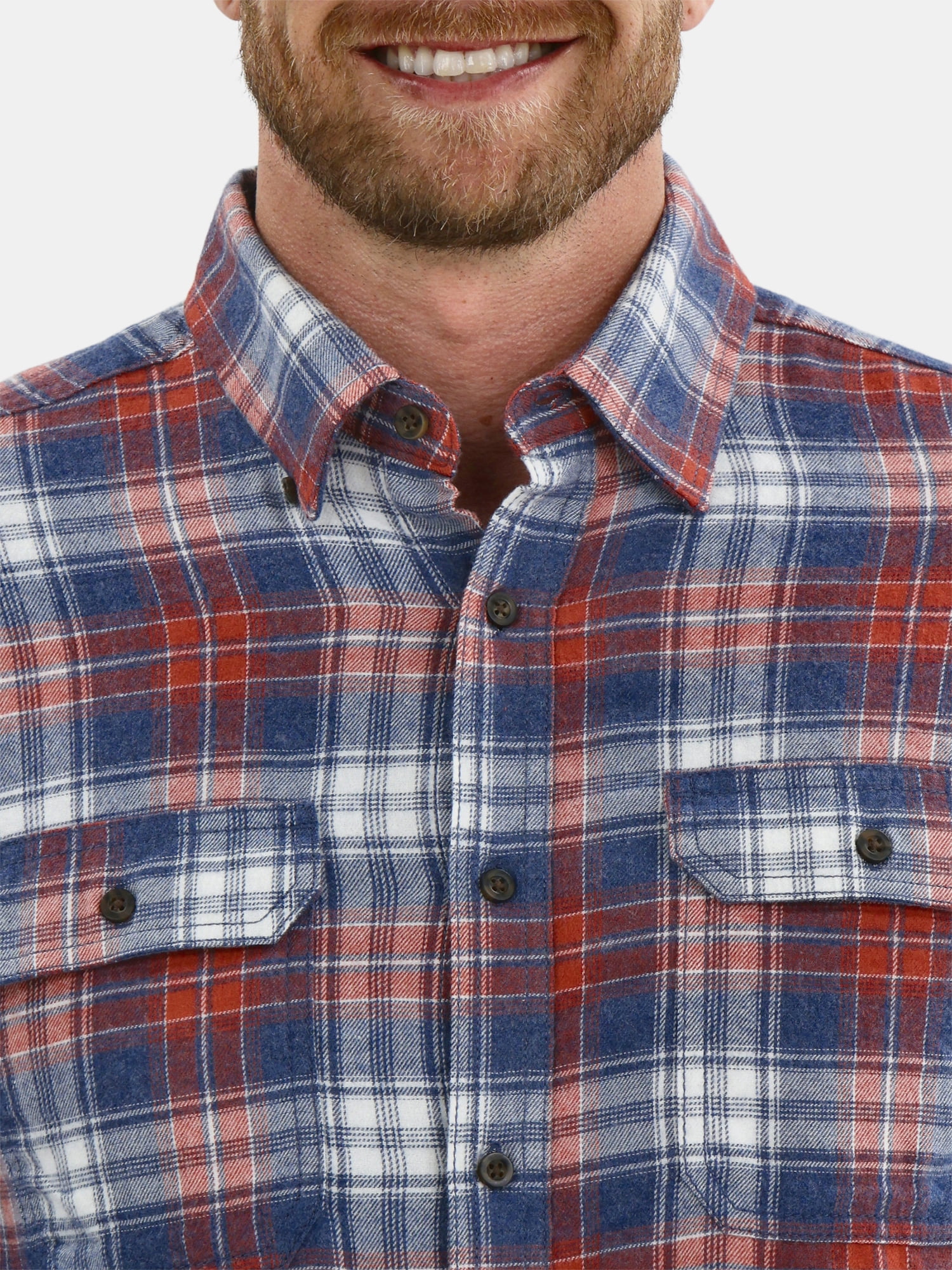 George Men's & Big Men's Relaxed Fit Double Pocket Flannel Shirt, Sizes XS-3XLT