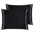 thumbnail image 5 of ANMINY Satin Pillowcase Set of 2 Standard Silk Bedding Pillowcases 26" x 20" Pillow Cover, Black, 5 of 5