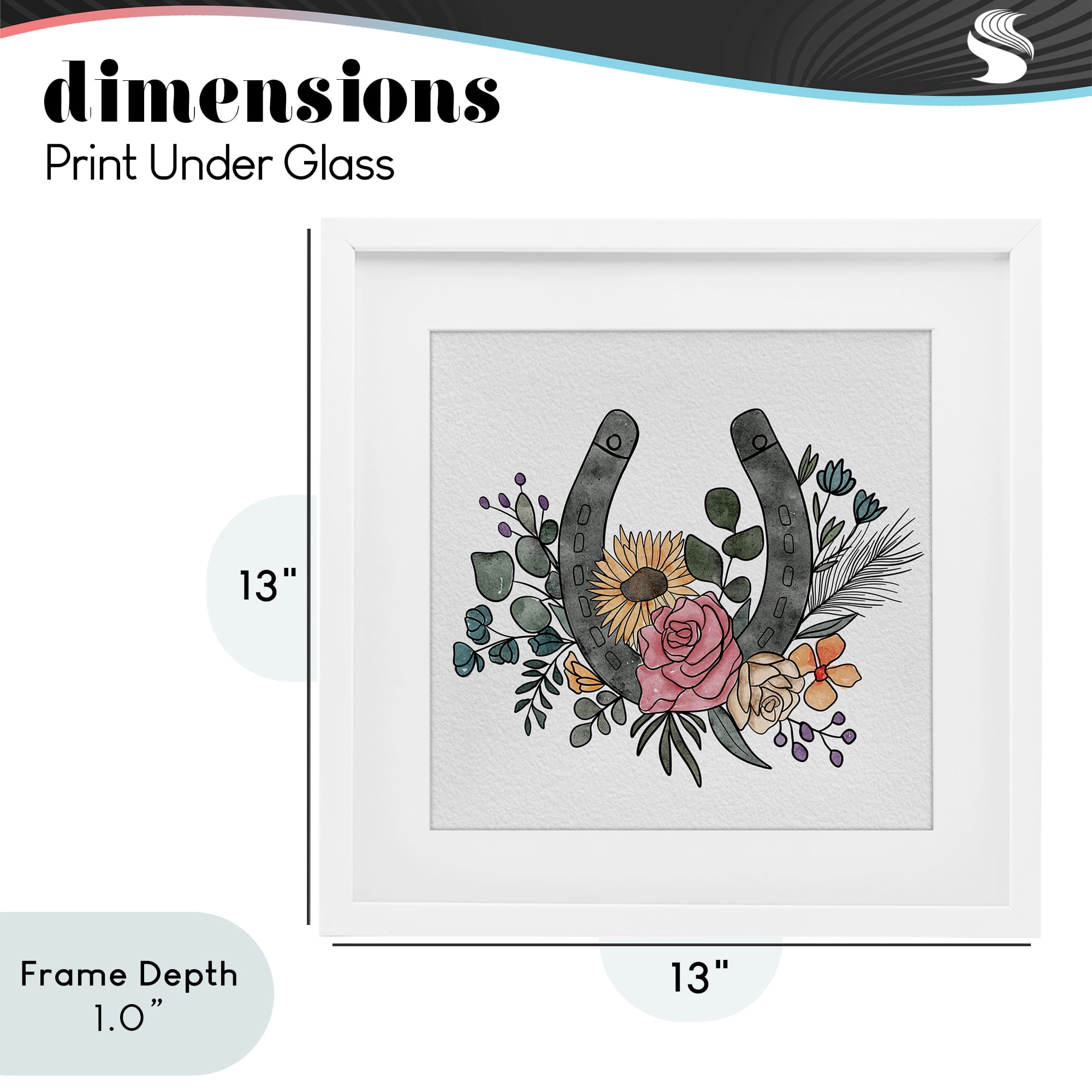 Stupell Industries Boho Floral Horseshoe White Framed Print Under Glass, design by Alisha Kiara Design
