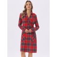 thumbnail image 3 of DARING DIVA Women's Vintage Plaid Long Sleeve Casual Knee Length Dress M Red, 3 of 7
