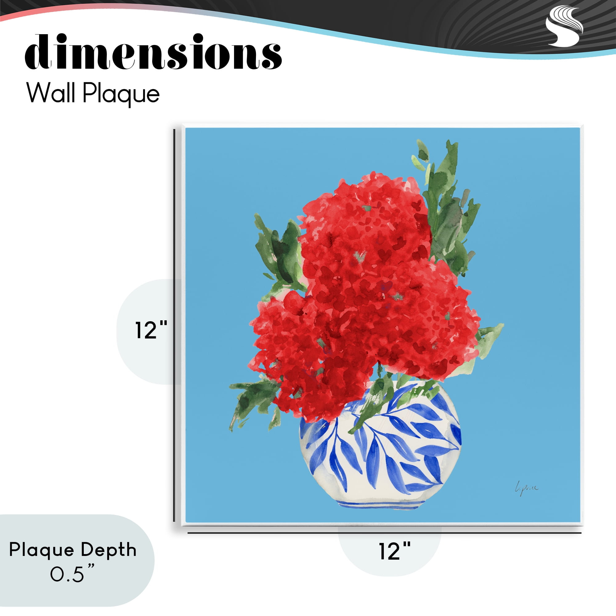 Stupell Industries Red Hydrangeas Blue Vase Wall Plaque Art, design by Lucille Price