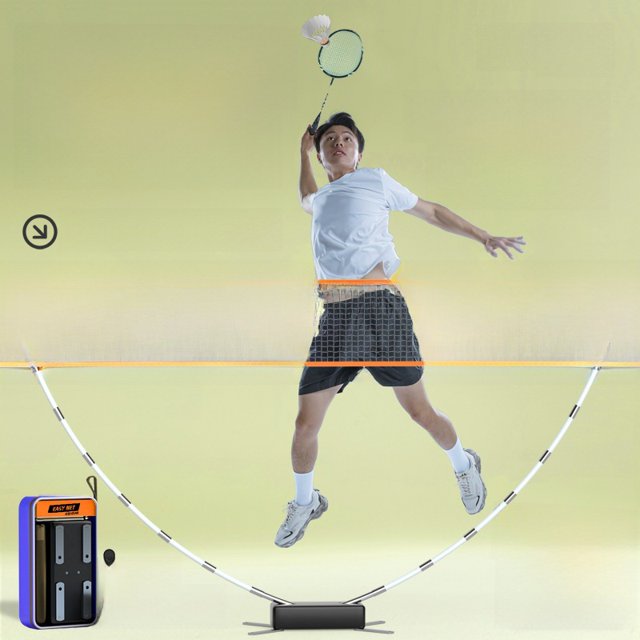 Filet de Badminton Orange - Filet Pliant Portable de Taille Standard avec Construction en Polyester Durable pour Utilisation Intérieure/extérieure, Installation et Démontage Rapides, Options Personnalisables, Idéal pour Matchs Compétitifs