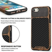 TENDLIN Compatible with iPhone SE 2020 Case/iPhone 8 Case/iPhone 7 Case Wood Grain with Carbon Fiber Texture Design