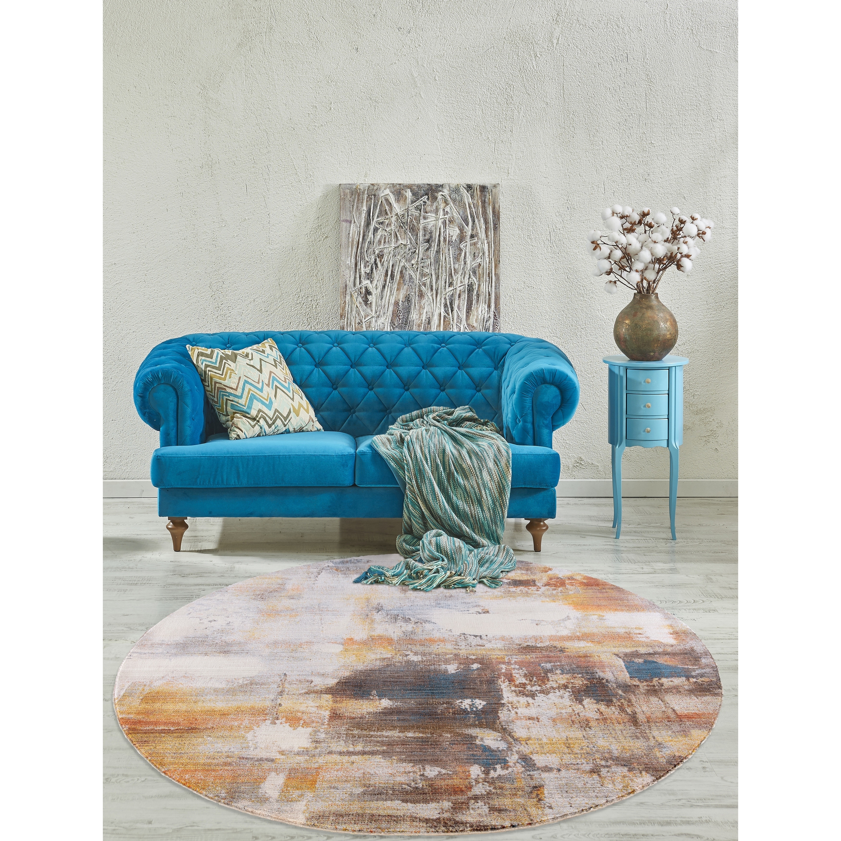 Home Dynamix Rutherford Gray Abstract Round Area Rug 6'7"