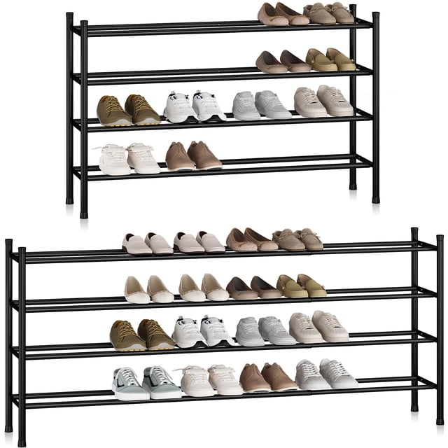 Zapatero extensible de metal de 4 niveles STORAGE MANIAC, 61-121 cm