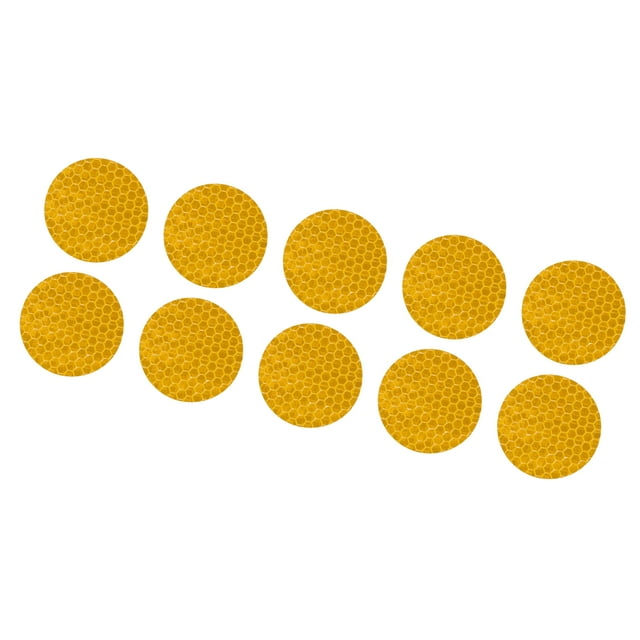 10 Pcs Reflective Stickers, 1.97" OD Round Shape Safety Tape Reflector Universal for Cars Trucks Trailers Waterproof PET Yellow