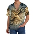 thumbnail image 1 of Balery Vintage Compass Camisa Casual de Manga Corta con Botones para Hombre, Texturizada, Estilo Cubano, para Playa, Verano-4X-Large, 1 of 5