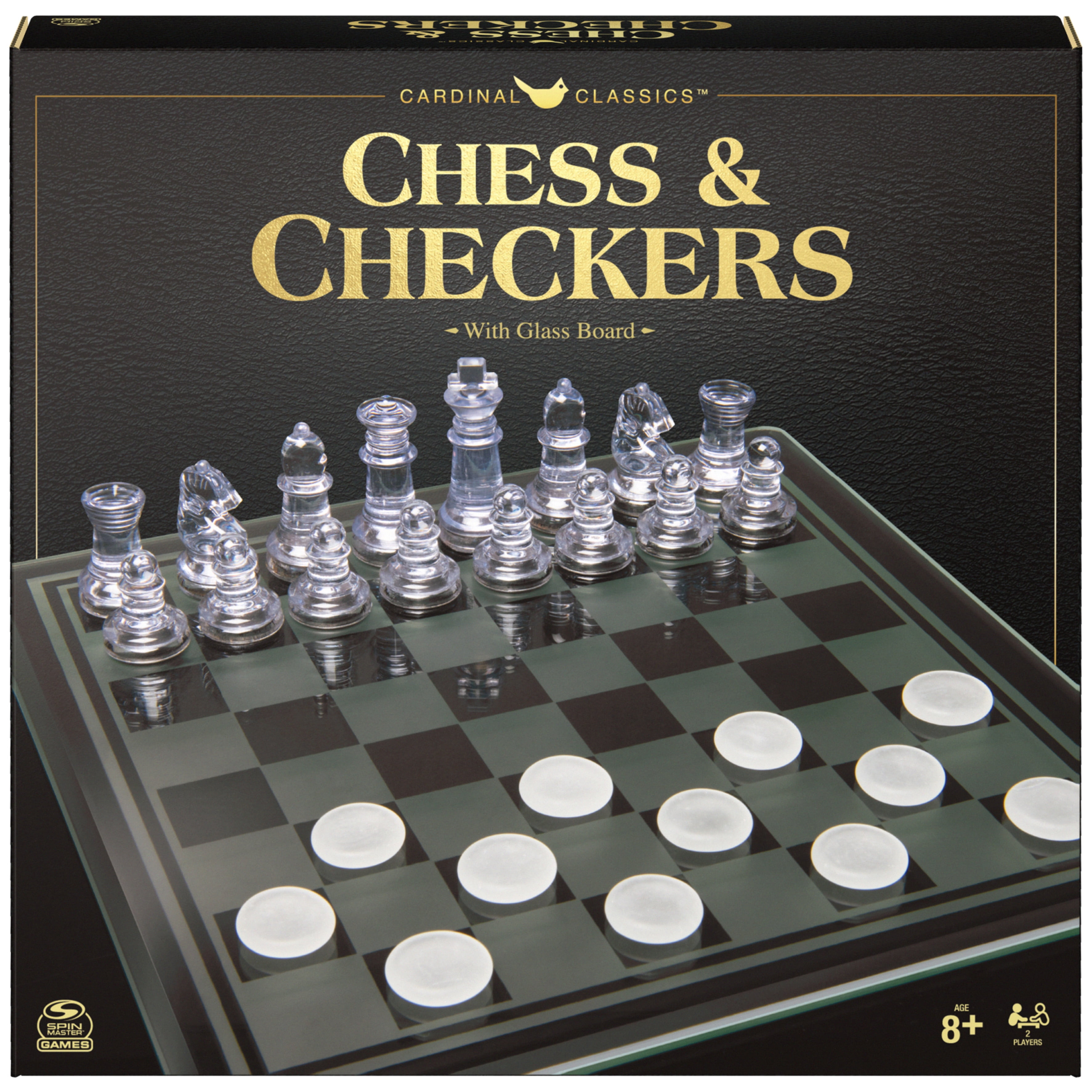 Chess Game Traditional Glass Chess Set Board Game 32 Frosted Pieces 24cm x 24cm 