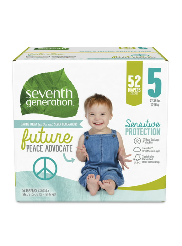 Seventh Generation Baby Diapers Sensitive Protection Free & Clear Size 5 52 Count