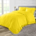 thumbnail image 1 of Duvet Cover 3 Piece Egyptian Cotton Cozy & Breathable 600 Thread Count Trimmed Ruffle Duvet Covers with Zipper Closure & Corner Ties Soft Comforter Cover (Super King, Yellow ), 1 of 6