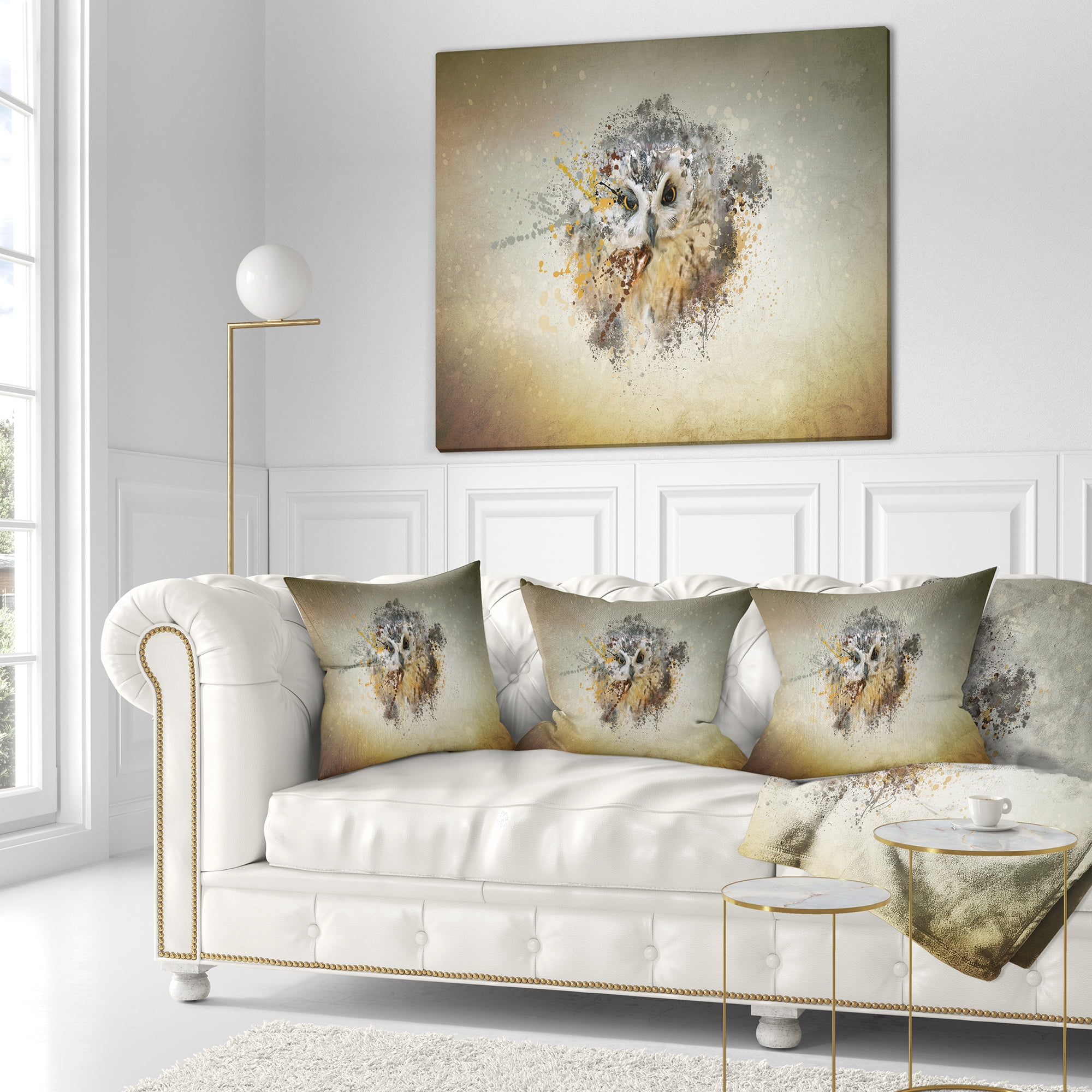 Designart Large Gracing Owl - Animal Throw Pillow - 18x18