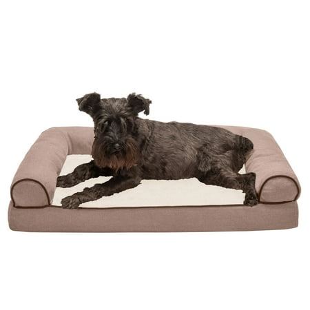UPC: 0842229106299 | FurHaven Pet Products | Memory Foam Faux Fleece & Chenille Couch Sofa-Style Pet Bed for Dogs & Cats Cream Medium