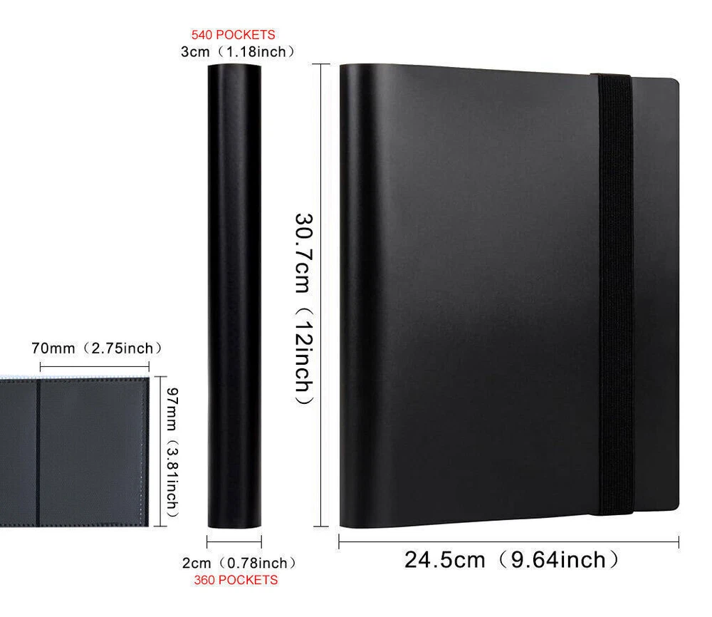 900 Cards Pocket Binder 9 Pockets Trading Cards Album Folder Case Collection