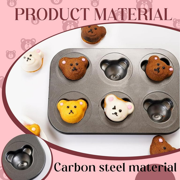 2pcs 6-Cup Muffin Pan, Stainless Steel Muffin Tin Metal Cupcake