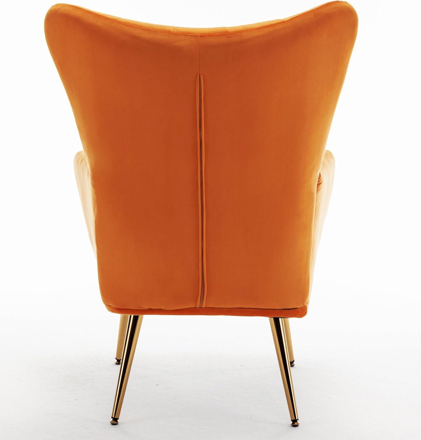 US Pride Furniture Modern Chic Mid-Century Velvet Accent Armchair for Living Room Bedroom or Home Office Button-Tufted Wingback Design with Gold Flared Legs Orange