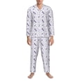 thumbnail image 3 of Lsque Lavender Flowers Pattern Long Sleeve Pajama Set for Men - Soft 2-Piece Sleepwear and Loungewear Set with Pockets, Comfy Nightwear-Large, 3 of 7