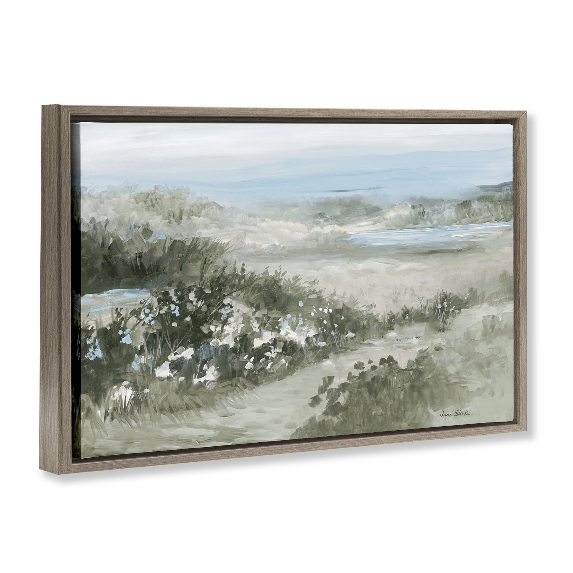 Stupell Industries Neutral Quiet Composition Landscape Brown Framed Floater Canvas Wall Art, design by Jane Slivka