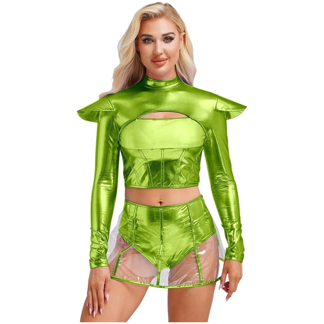 renvena Costume d'Astronaute Robot Cosplay Espace Halloween pour Femmes Vert TTG