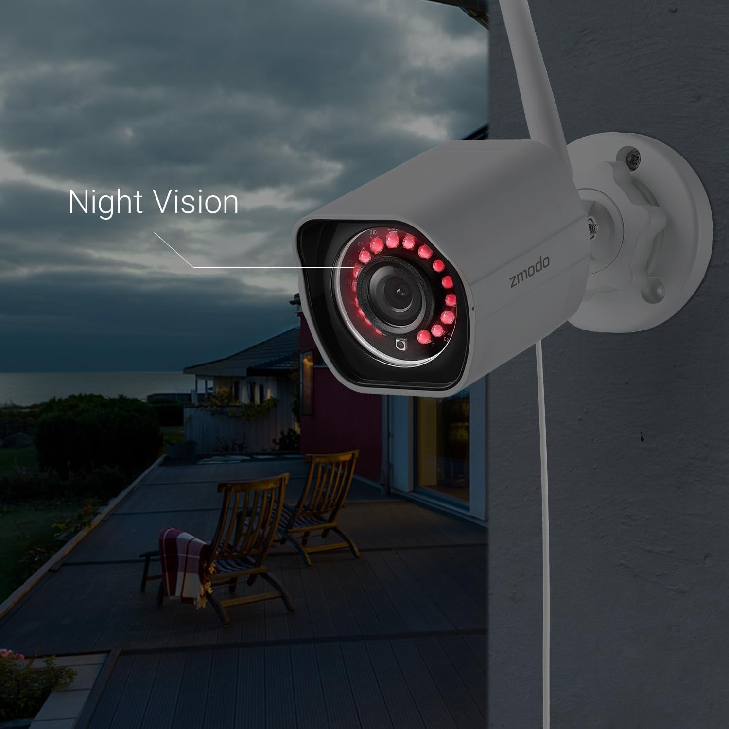 Zmodo 2 Pack Wireless Security Camera System Smart Outdoor WiFi IP Cameras Night Vision Plug-In, Compatible with Alexa (Supports 2.4 GHz, Wi-Fi)