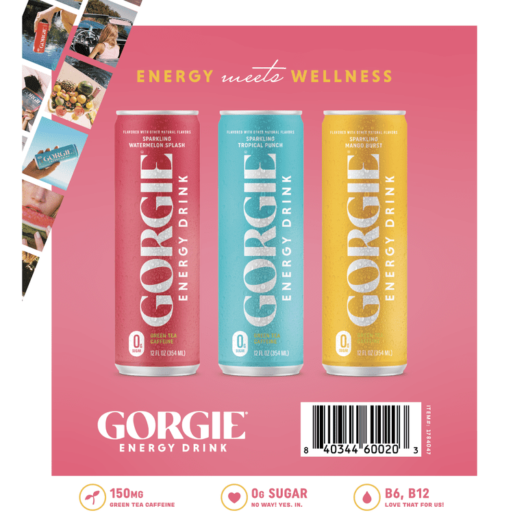 GORGIE Sparkling Energy Drink Variety Pack, 12 fl oz, 12 Pack photo 3