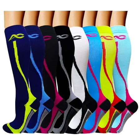 Compression Socks (8 pairs) For Women & Men 15-20mmHg - Best Medical,Running,Nursing,Hiking,Recovery & Flight Socks A - Color 11 L/XL (US Women11 - 15.5/US Men10 - (Best Running Socks 2019)