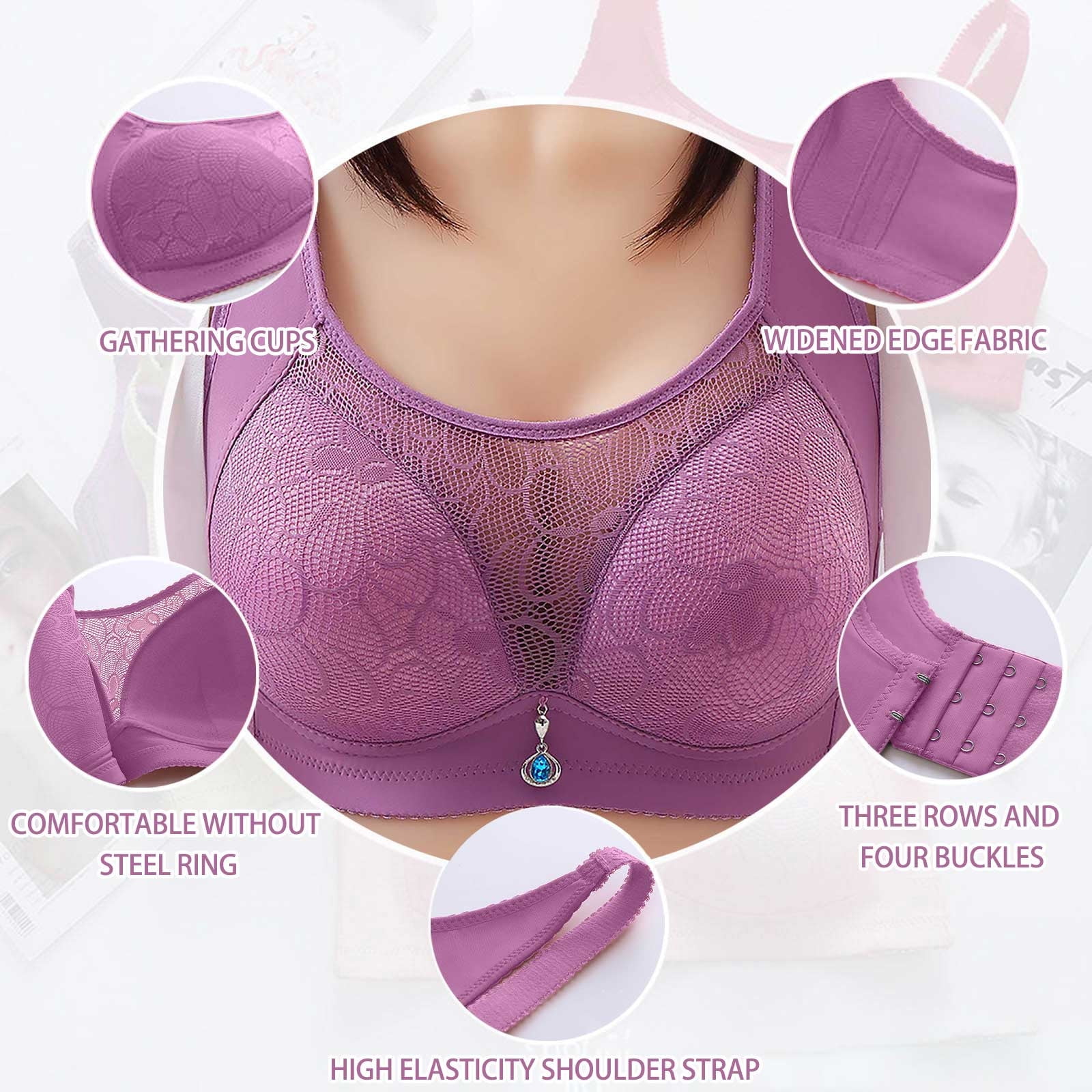 Mrat Clearance Racerback Bras for Women Clearance Woman Sexy Ladies Bra  Without Underwire Medium Cup Plus Size Breathable Gathered Underwear Daily  Bra Without Underwire Bras for Women Rose Gold L 