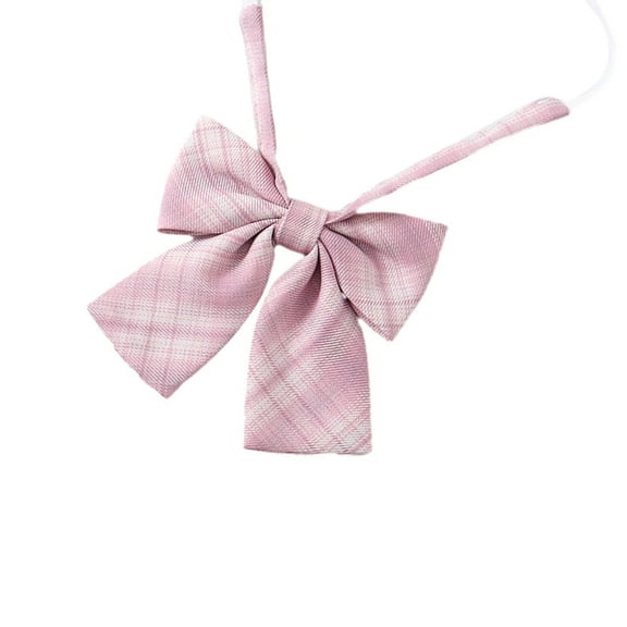 SIEYIO Polyester Silk Adjusted Pre-Tied Tie Japanese JK Pink Checkered Necktie Bowtie