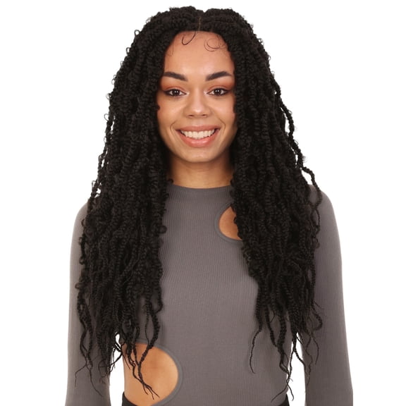 LUXLUXE 27" Synthetic Lace Braid Wig 4x4 HD Curly Braided Lace Front Wig for Women Halloween Cosplay Party Daily Wear