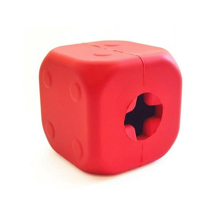 UPC: 0810216023515 | Mutts Kick Butt by SodaPup – Natural Rubber Roll The Dice Dog Toy – Chew Toy – Treat Dispenser – Slow Feeder – Designed for Heavy Chewers – Red – Large