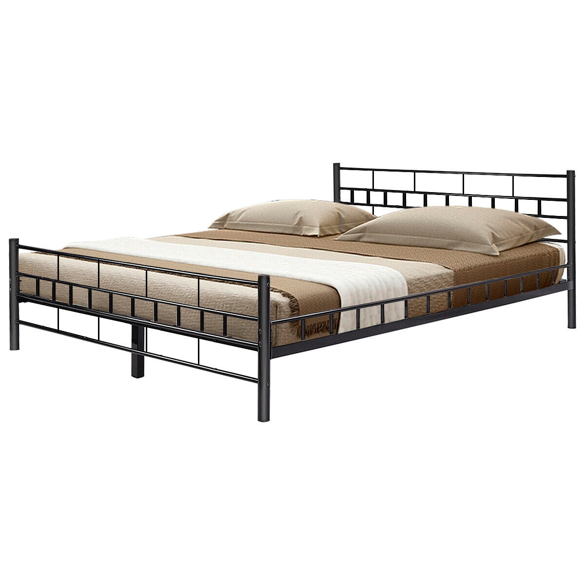 Queen Size Wood Slats Bed Frame, Metal Bed Frame With Wooden Slats Queen