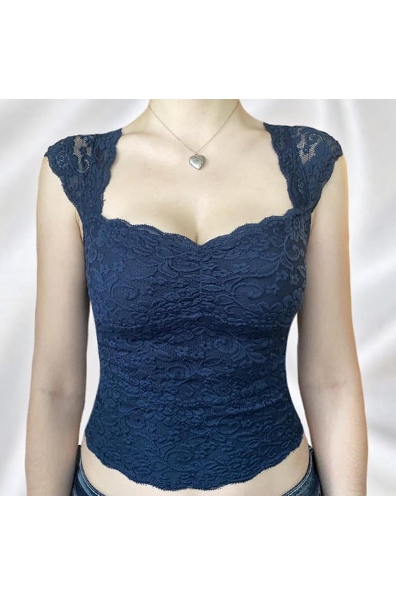 Women Sexy Cap Sleeve Tank Crop Top Low Cut Sweetheart Neck Slim Fit Sexy Top Chic Streetwear