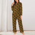 thumbnail image 2 of Pajama Sets for Women 2 Pcs, Beautiful Sunflower Button Down Long Sleeve Sleepwear Lounge PJ Sets, 2 of 6