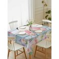 thumbnail image 2 of Easter Rectangle Tablecloth, Spring Bunny Feet Flowers Eggs Blue Wooden Grain Waterproof & StainResistant Tablecloth, Washable Oil-proof Table Cover for Dining/Party/Wedding/Camping/Buffet 52x70 In, 2 of 9
