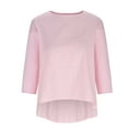 thumbnail image 6 of Fjofpr Womens Summer Plus Size 3/4 Sleeve T-Shirts Casual Solid Color Round Neck Loose Fit Pullover Cotton Basic Blouse, 6 of 7