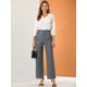 thumbnail image 3 of Pantalones Largos de pierna recta Allegra K Tartán a cuadros casuales Cintura Alta Mujer Azul oscuro M, 3 of 6