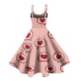 thumbnail image 4 of LWavelet 2026 Valentine's Cute Core Spaghetti Strap Dress, Heart Print Brunch Outfit Flared Swing Sundress Watermelon Red XL, 4 of 4