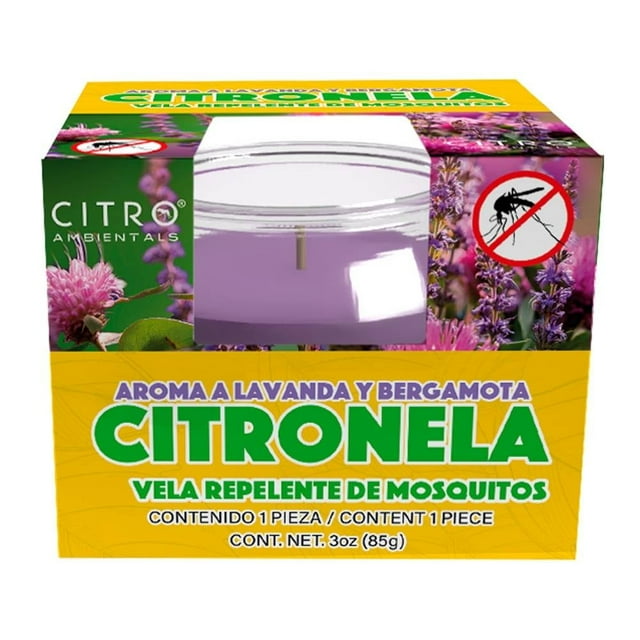 Vela repelente de Mosquitos citroambientals de Citronela, Lavanda y Bergamota 85 g