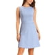 thumbnail image 1 of Vestido sin mangas de corte ajustado y acampanado de estilo chic con estampado de pata de gallo, por encima de la rodilla, en azul cielo., 1 of 6
