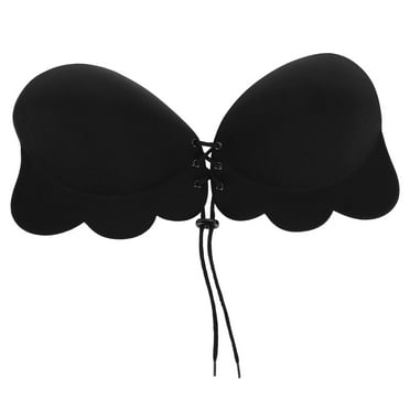 Nehlobo Silicone Strapless Bra Wireless Conceal Push Up OnePiece Backless Bras for Women(Black C)