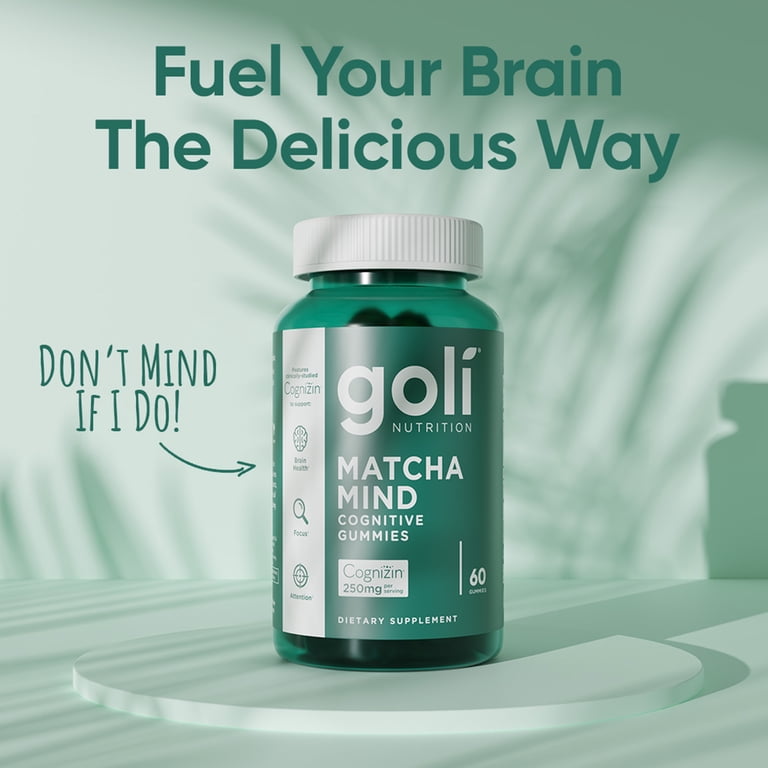 Goli Nutrition Matcha Mind Cognitive Gummies, 60 Count - Walmart.com