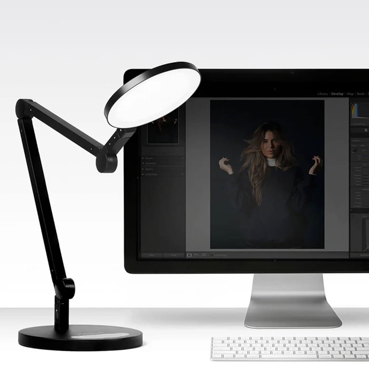 Lume Cube Edge Light 2.0 Bi-Color LED Desk Lamp with Electronic Base, Black