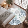 thumbnail image 3 of Navy Blue Teal Coastal Round Rugs 3ft, Summer Beach Coral Shell Ocean Non Slip Washable Rug Runner, Low Pile Indoor Floor Carpet Mat Bathroom Rugs for Living Room, Bedroom, Kids Room, 3 of 9