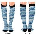 thumbnail image 4 of FORMRS Womens Knee High Socks Casual Long Thick Travel Daily Wear, 1 Pair, Blue Watercolor Ocean Waves, 4 of 6