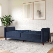 DHP Pin Tufted Transitional Futon, Blue Velvet