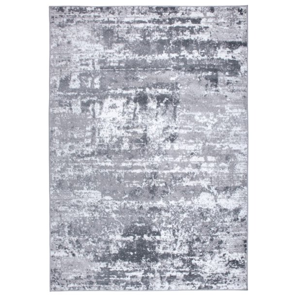 Vintage Distressed Abstract Gray 5' X 7' Indoor Area Rug
