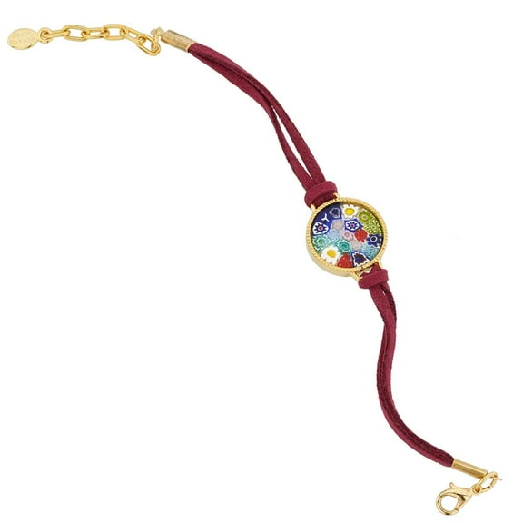 GlassOfVenice Rosetta Murano Glass Millefiori Bracelet - Red Multicolor